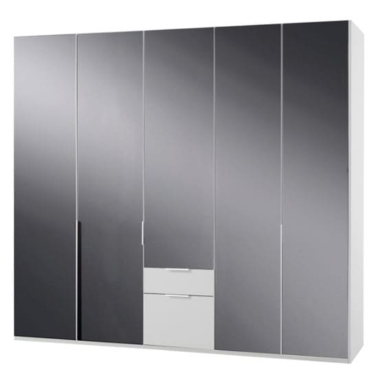 new zork wooden 5 doors wardrobe gloss grey white