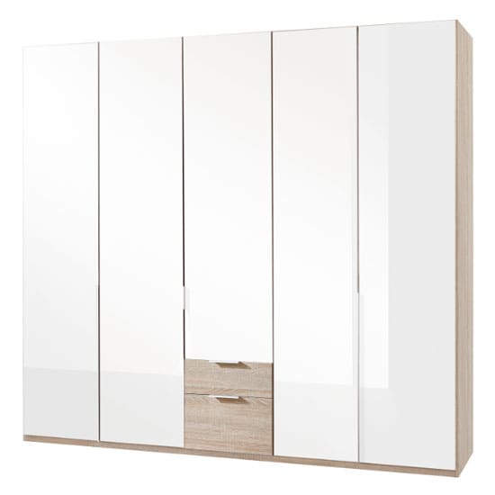 new zork wooden 5 doors wardrobe gloss white oak