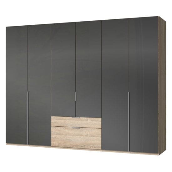 new zork wooden 6 doors wardrobe gloss grey oak