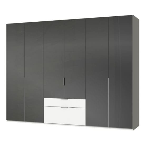 new zork wooden 6 doors wardrobe gloss grey white