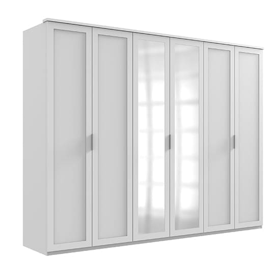 newport mirrored wooden wide wardrobe white 2 mirrors