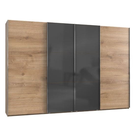 noyd mirrored sliding wide wardrobe grey planked oak 4 doors