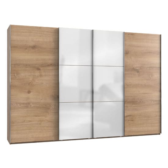 noyd mirrored sliding wide wardrobe white planked oak 4 door