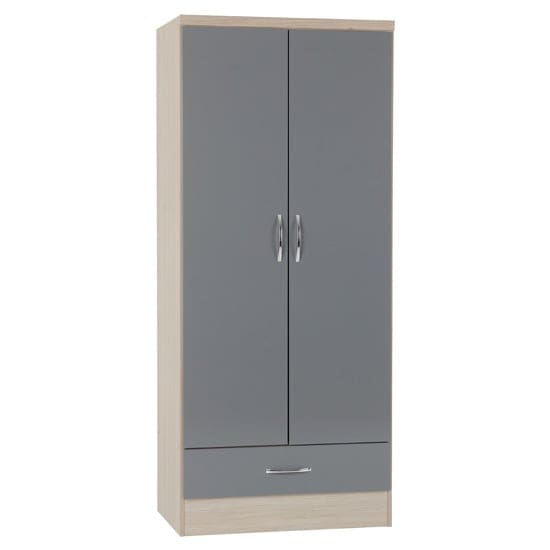 nunky wardrobe grey gloss 2 doors 1 drawer