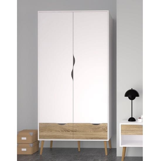 oklo 2 doors 2 drawers wardrobe white oak