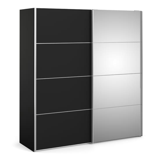 opim mirrored sliding doors wardrobe black 5 shelves