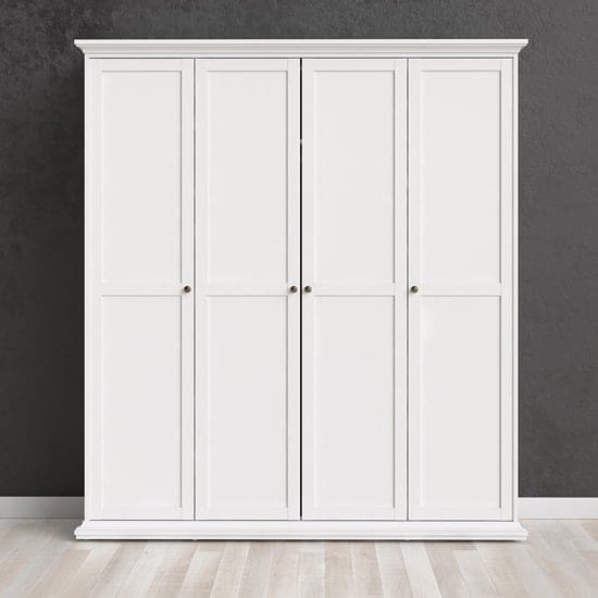 paroya wooden 4 doors wardrobe white