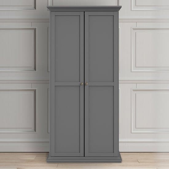 paroya wooden double door wardrobe matt grey