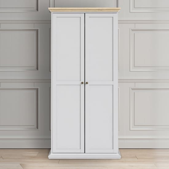 paroya wooden double door wardrobe white oak