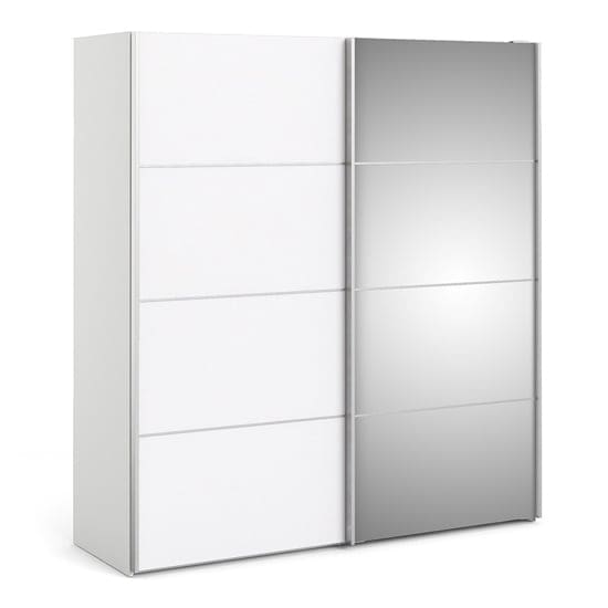 reck mirrored sliding doors wardrobe white 5 shelves