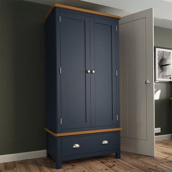 rosemont 2 doors 1 drawer wardrobe dark blue