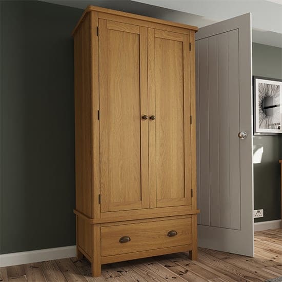 rosemont 2 doors 1 drawer wardrobe rustic oak