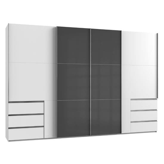 royd mirrored sliding wide wardrobe grey white 4 doors