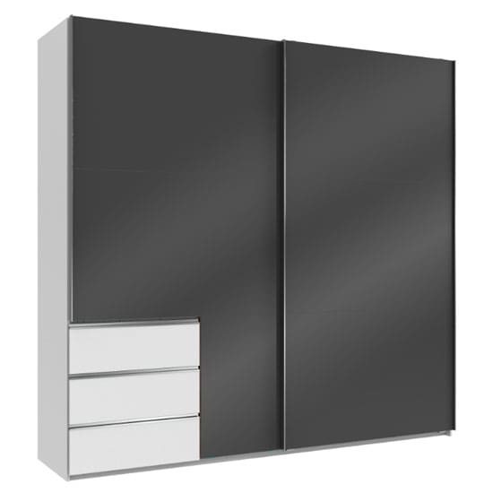 royd wooden sliding wide wardrobe grey white