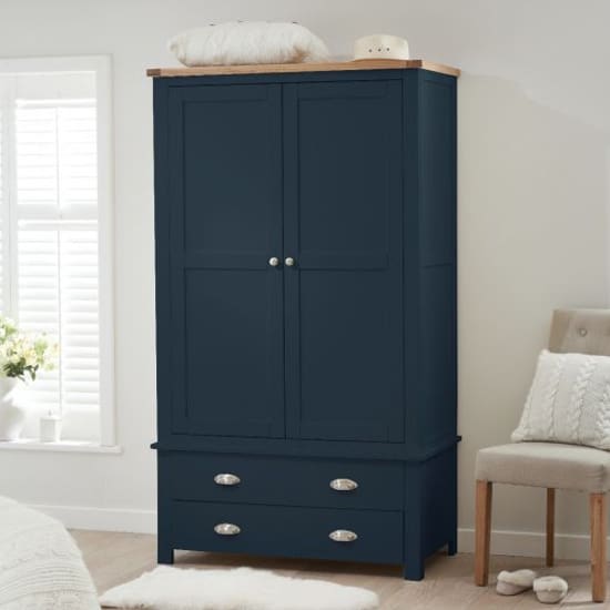 sandringhia 2 doors 2 drawers wardrobe oak blue