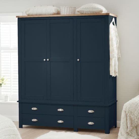 sandringhia 3 doors 4 drawers wardrobe oak blue