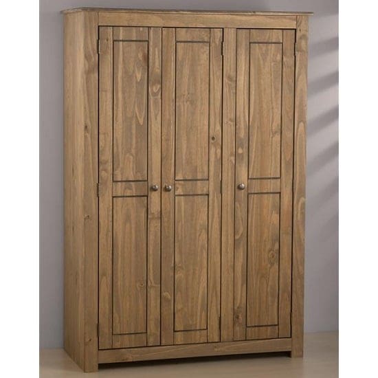 santiago wide wardrobe distressed pine 1