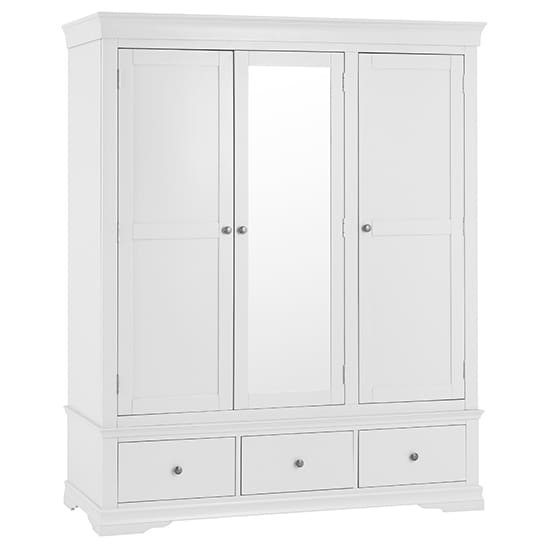 skokie 3 doors 3 drawers wardrobe classic white