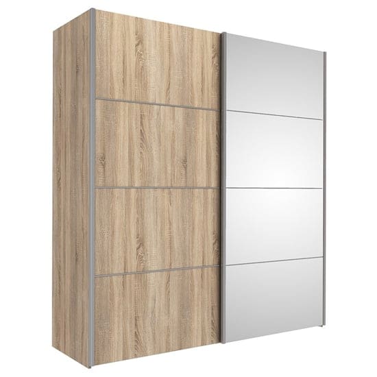 trek mirrored sliding doors wardrobe oak 5 shelves