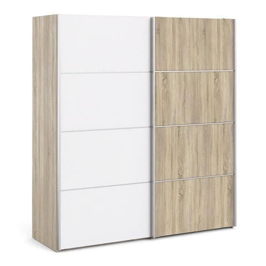 trek wooden sliding doors wardrobe oak white 2 shelves