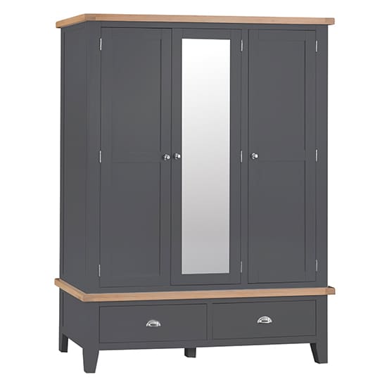 tyler mirrored 3 doors 2 drawers wardrobe charcoal