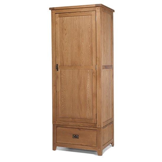 velum single door wardrobe solid chunky oak 1 drawer