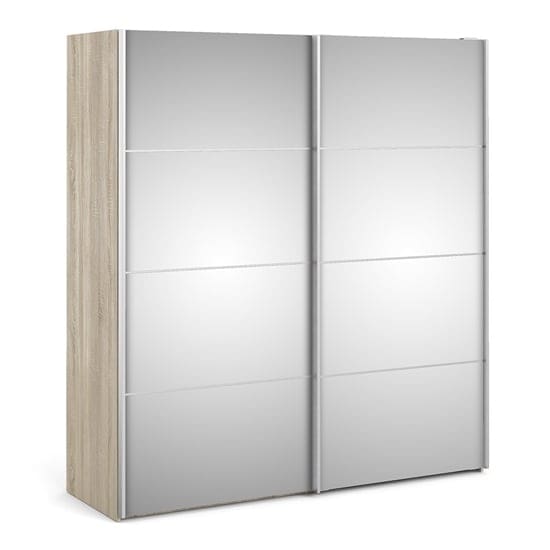 vrok mirrored sliding doors wardrobe oak 5 shelves