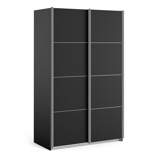 vrok wooden sliding doors wardrobe matt black 2 shelves