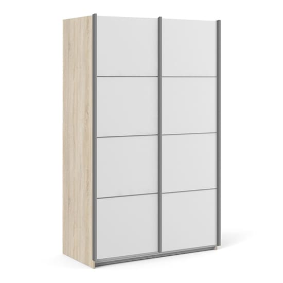 vrok wooden sliding doors wardrobe oak white 2 shelves