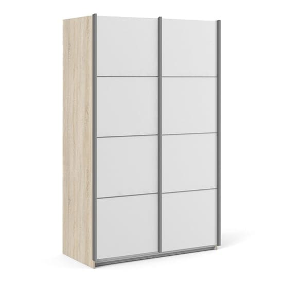 vrok wooden sliding doors wardrobe oak white 5 shelves