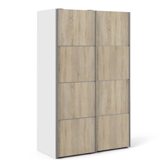 vrok wooden sliding doors wardrobe white oak 2 shelves