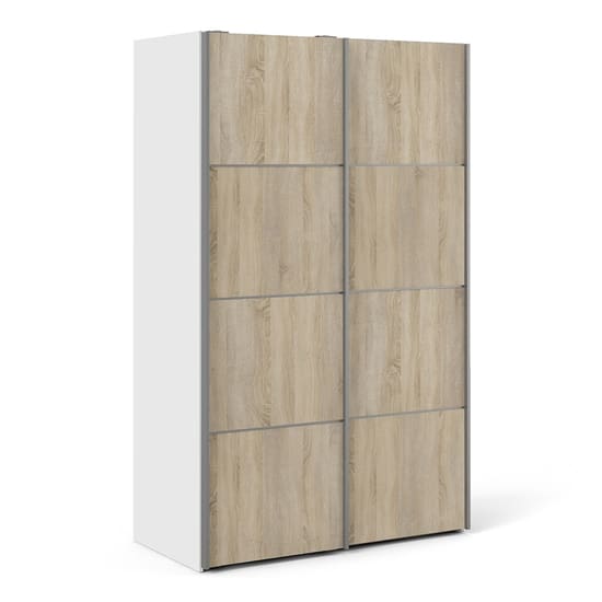 vrok wooden sliding doors wardrobe white oak 5 shelves