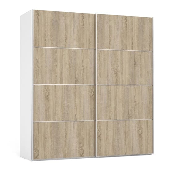 wonk wooden sliding doors wardrobe white oak 2 shelves