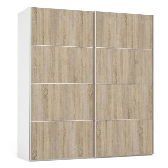 wonk wooden sliding doors wardrobe white oak 5 shelves