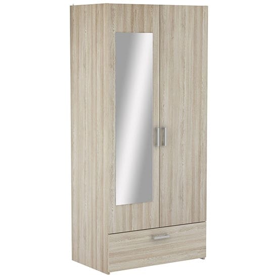 yedar mirrored 2 dr 1 drawer wardrobe shannon oak n