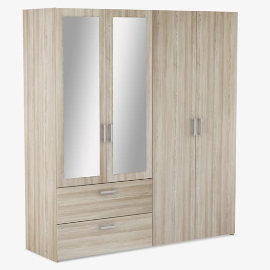 yedar mirrored 4 doors 2 drawers wardrobe shannon oak